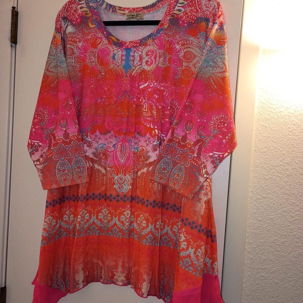 Elegant Pink and Orange Women's Tunic